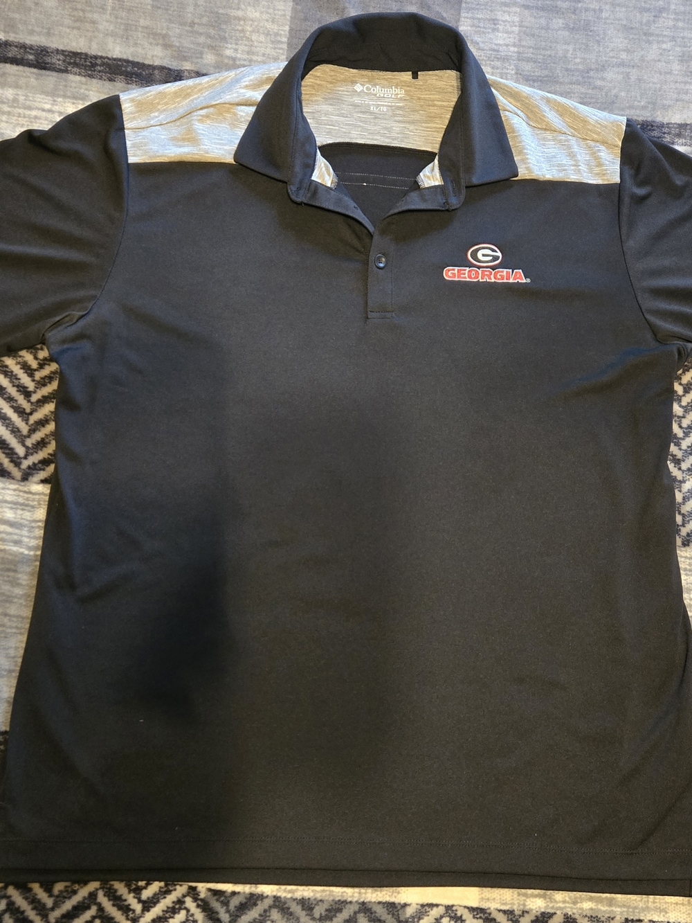Columbia Black Polo with Gray Shoulder Panels and Georgia Logo